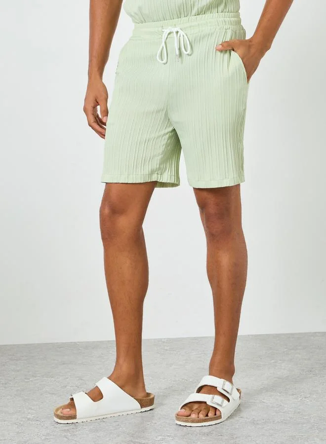 Take Two  Men Green Textured Shirt and Shorts Co-Ords for Men | Best Price UAE